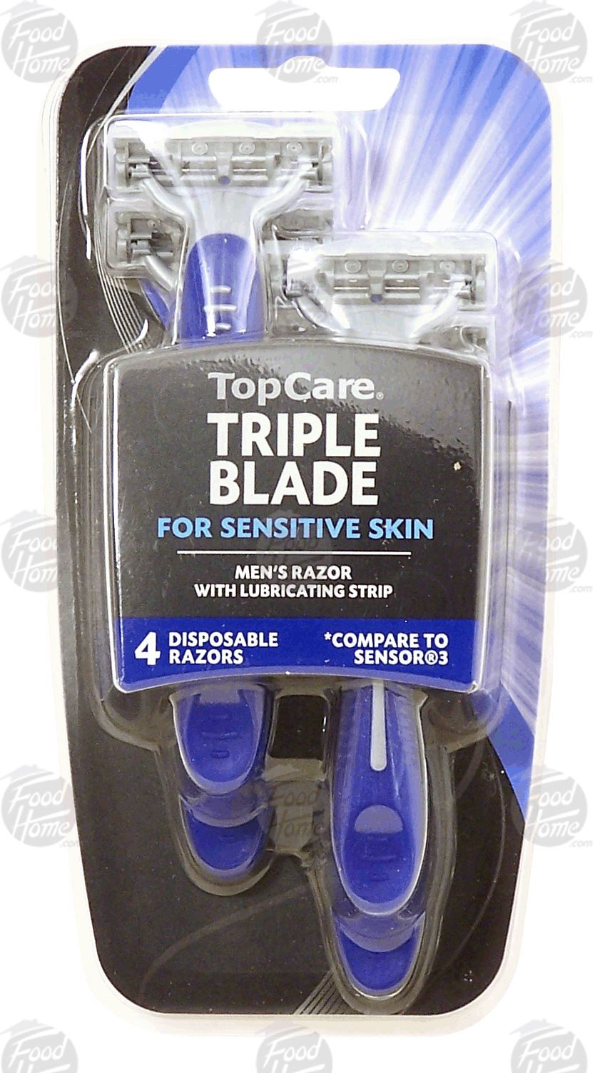 Top Care Triple Blade men's disposable razors with lubricating strip, sensitive skin Full-Size Picture